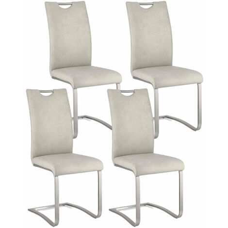 Set 4 sedie da ufficio in similpelle grigio ghiaccio con schienale