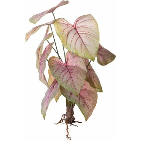 Set 2 Piante Artificiali Caladium con 12 Foglie 50 cm