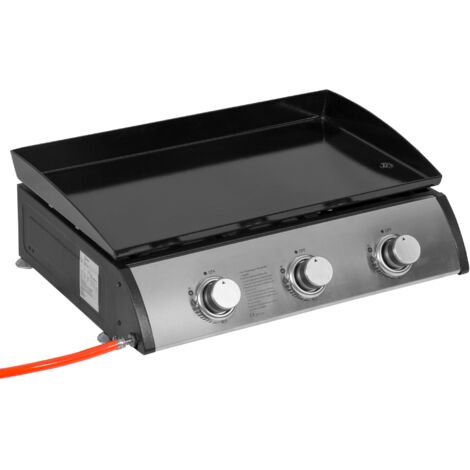 Piastra di Cottura a Gas GPL 60,5x48,5x21 cm da Tavolo con 3 Bruciatori da 3kW Nero