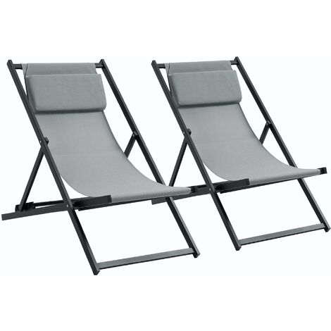 Garden Vida Set di 2 sedie a gravità zero, sdraio per esterni, patio, reclinabile, senza peso, resistente alle intemperie, in acciaio (grigio