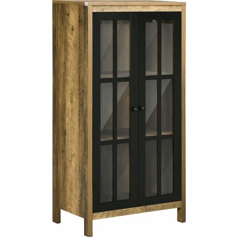 Credenza 2 Ante in Vetro 60x35x120 cm in Legno Truciolare Marrone (1/5)