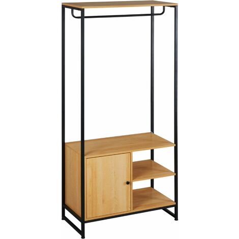 Mobile per Ingresso Appendiabiti Scarpiera 80x40x180 cm in Acciaio e Legno Naturale