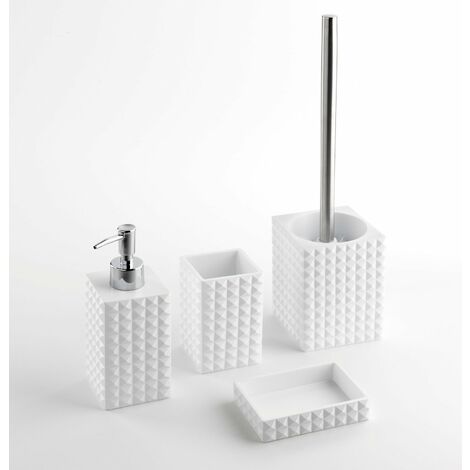 Set 4 Accessori da Bagno in Resina TFT Naama Bianco e Bambù (1/5)