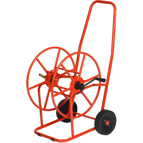 Carrello Avvolgitubo Manuale con Ruote 80 mt Tubo Ø3/4” in Acciaio Verniciato Rosso Agrati (1/2)
