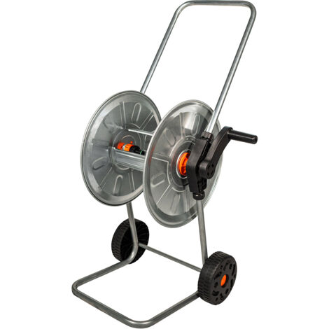 Carrello Avvolgitubo Manuale con Ruote 50 mt Tubo Ø1/2” in Acciaio Zincato Grigio Agrati (1/2)