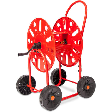 Carrello Avvolgitubo Manuale con Ruote 80 mt Tubo Ø3/4” in Acciaio Verniciato Rosso Agrati (1/3)