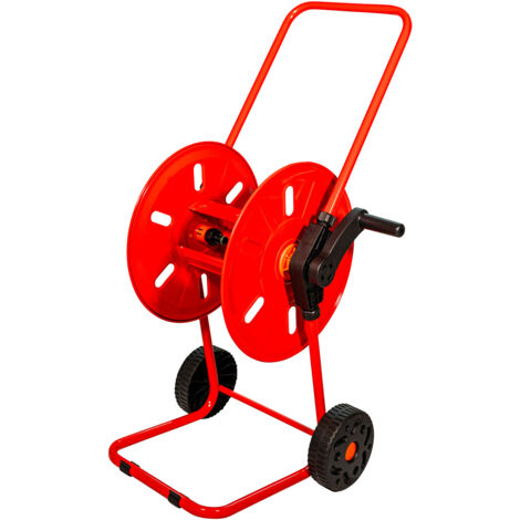 Carrello Avvolgitubo Manuale con Ruote 50 mt Tubo Ø1/2” in Acciaio Verniciato Rosso Agrati (1/2)