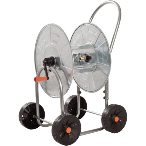 Carrello Avvolgitubo Manuale con Ruote 80 mt Tubo Ø3/4” in Acciaio Zincato Grigio Agrati