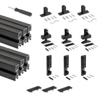 Kit Struttura Modulare Raccordi e 3 Profili a Pavimento e Parete in Alluminio Emuca Zero Nero