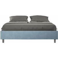 Letto Matrimoniale Sommier 160x200 cm con Rete e Contenitore Azelia Azzurro