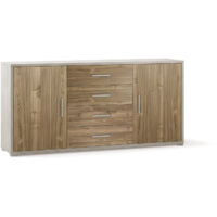 Madia 2 Ante 4 Cassetti 174x84x41 cm Ossido Bianco/Noce Stelvio