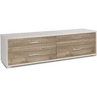 Mobile Basso 4 Cassetti 179x50x47 cm Ossido Bianco/Noce Stelvio