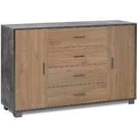 Madia 2 Ante 4 Cassetti 136x86x41 cm Ossido Nero/Noce Stelvio