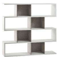 Libreria Modulare 4 Ripiani 150x144x38 cm Ossido Bianco/Cemento