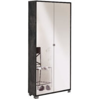 Armadio Multiuso 2 Ante con Specchio 83x190x29 cm Ossido Nero