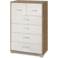 Cassettiera 4+2 Cassetti 70x112x41 cm Noce Stelvio/Bianco Fiammato
