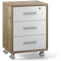 Cassettiera 3 Cassetti con Ruote 51x71x41 cm Noce Stelvio/Ossido Bianco
