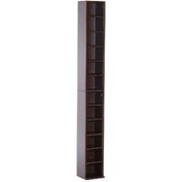 HomCom Mobiletto Colonna Libreria da Parete con Mensole in Legno, Marrone,  21x20x175cm