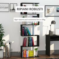 benzoni Libreria da Muro Moderna 5 Ripiani in Legno Bianco 60x24x1184.5 cm 