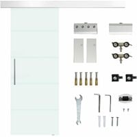 Porta Scorrevole Vetrata 75x210 cm Satinata a Strisce