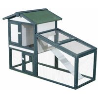 PawHut Gabbia per Conigli Animali in Lengo di Abete Doppia Porta 140 x 65  100cm Verde e Bianco