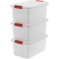 Set 3 Contenitori Rettangolari 59x39x28 cm in Plastica Keter K-Latch L Trasparente
