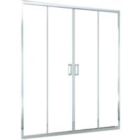 Porta Parete Doccia 140 cm 2 ante Scorrevoli Centrali in Cristallo Trasparente 6mm H195 Bonussi Tosca