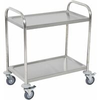 Carrello Portavivande da Cucina 2 Ripiani in Acciaio Inox 71x41x81 cm