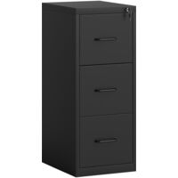 Cassettiera da Ufficio Schedario Portadocumenti a 3 Cassetti 36,5x46,2x99 cm in Acciaio Nero