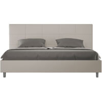 Letto Matrimoniale King Size 200x200 cm con Rete e Contenitore Imbottito in Similpelle Mika Tortora