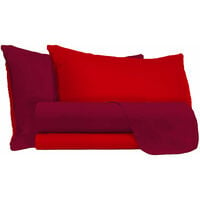 Set Lenzuola Sopra Sotto e Federe Doubleface Rosso/Bordeaux Singolo