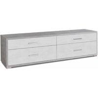 Mobile con 4 Cassetti 179x50x47 cm Cemento/Ossido Bianco
