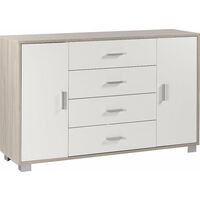 Mobile 2 Ante 4 Cassetti 136x86x41 cm Olmo Chiaro/Bianco Fiammato