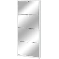 Scarpiera 4 Ante con Specchio 63x154x18 cm Ossido Bianco