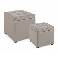 Set 2 Pouf Contenitore Bellville Tortora In Similpelle