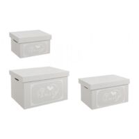 Set 3 Scatole Lovers Rettangolari Grigio in Legno