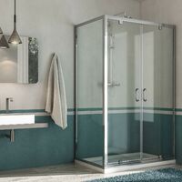 Box Doccia Angolare 80x90 cm 2 Ante Battenti in Cristallo Trasparente 6mm H185 Fosterberg Koge Duo