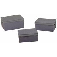 Set 3 Scatole in Tessuto grigio e argento rettangolare