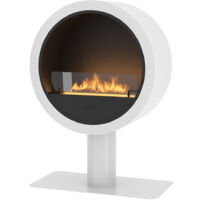 Camino a Bioetanolo da Pavimento 72,5x100x37,5 cm Incyrcle Stand Bianco con Vetro