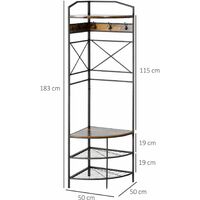 DecHome Appendiabiti da Terra Angolare con Panca e Scarpiera in Stile  Industriale 50x50x183cm Marrone 210837