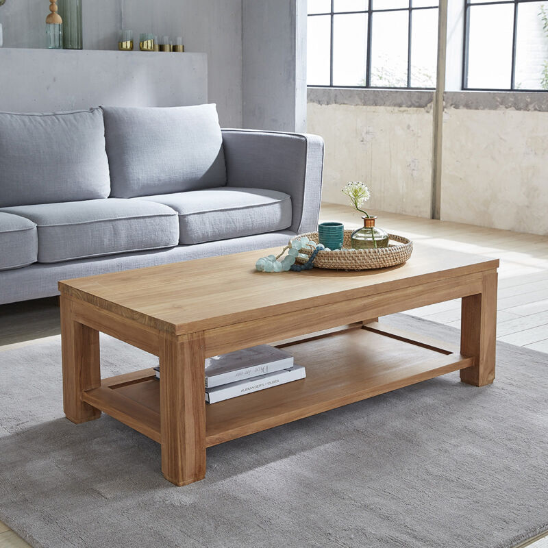 Table basse en bois teck naturel Emilie L 90 cm