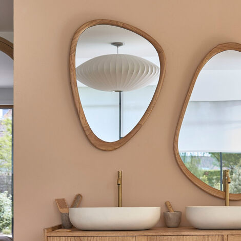 Berah Getah – Miroir sur pied en mindi massif 75x60 cm – Fixation horizontale ou verticale – Design contemporain – Poids léger 5 kg (1/5)