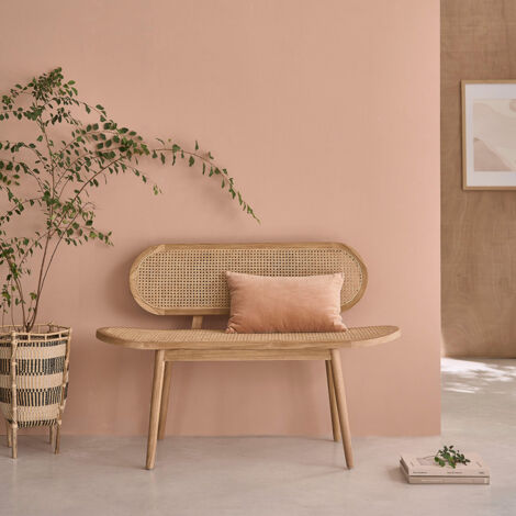 Banc en teck massif et cannage 120 cm (1/5)