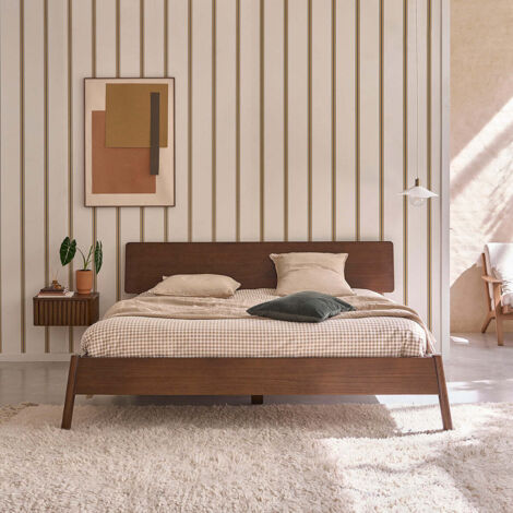 Lit en bois massif finition noyer 180 cm (1/5)
