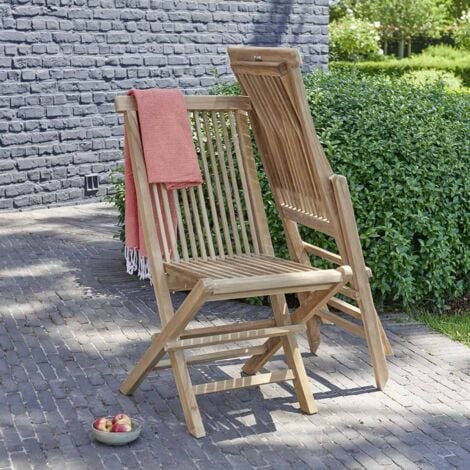 Lot de 2 chaises pliantes en teck Ecograde© Barbade