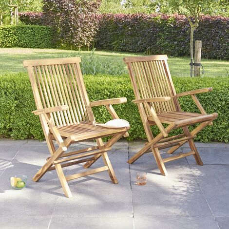 Fauteuil de jardin en bois de teck huilé (lot de 2 Fauteuil de jardin en bois de teck huilé (lot de 2