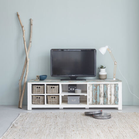 Meuble TV en bois recyclé massif 180 cm (1/4)