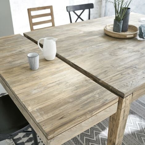 Table extensible en bois de teck recyclé carrée 10 personnes CARGO