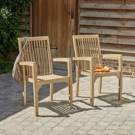 Fauteuil De Jardin Empilable En Teck Lot De 2 3662251001396