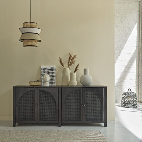 Buffet en manguier massif et cannage 175 cm (1/5)
